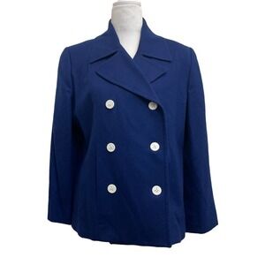 Kristen Blake Vintage Blue Merino Wool Double Breasted Peacoat Union Tag